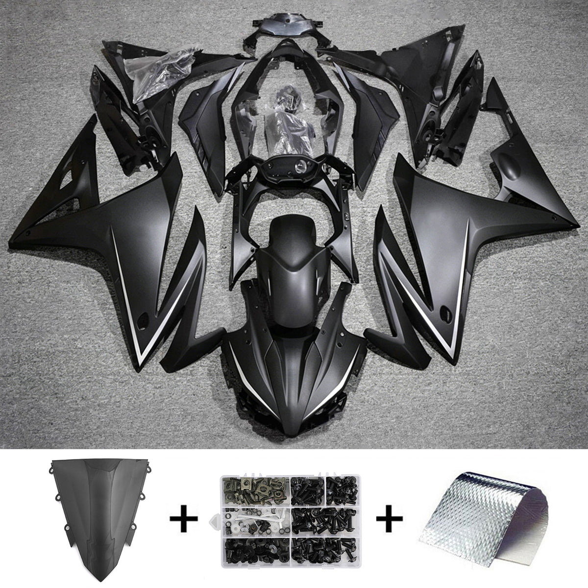 Amotopart 2016–2018 Honda CBR500R schwarzes Verkleidungsset
