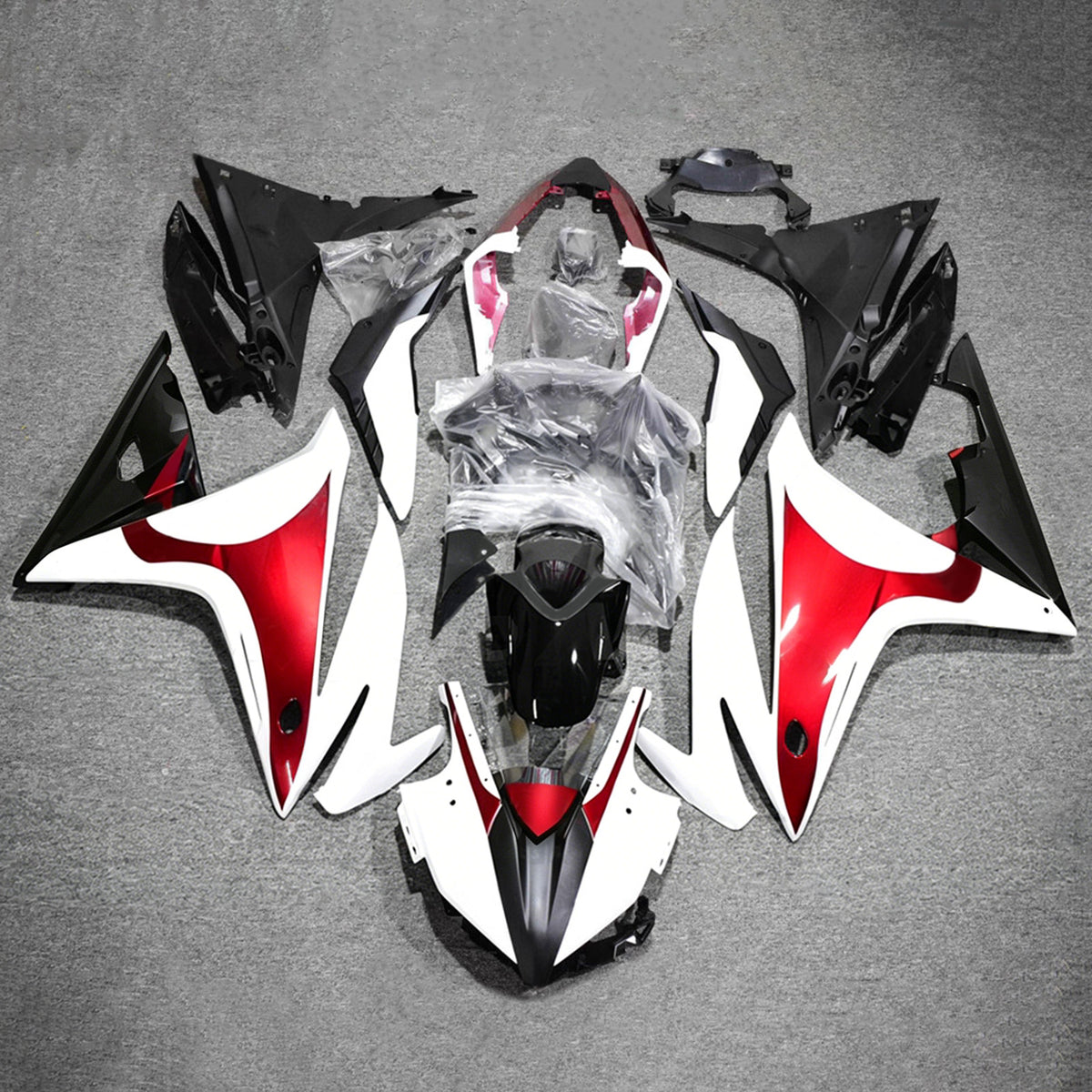 Amotopart 2016-2018 Honda CBR500R White Red Fairing Kit