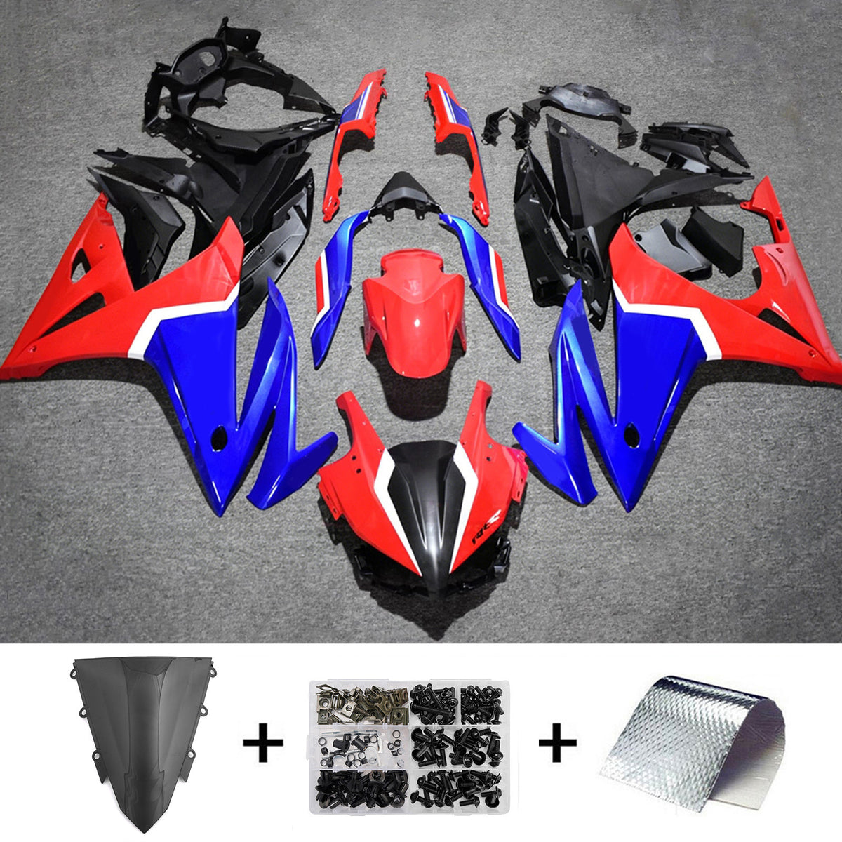 Amotopart 2016-2018 Honda CBR500R rood-blauwe kuipset