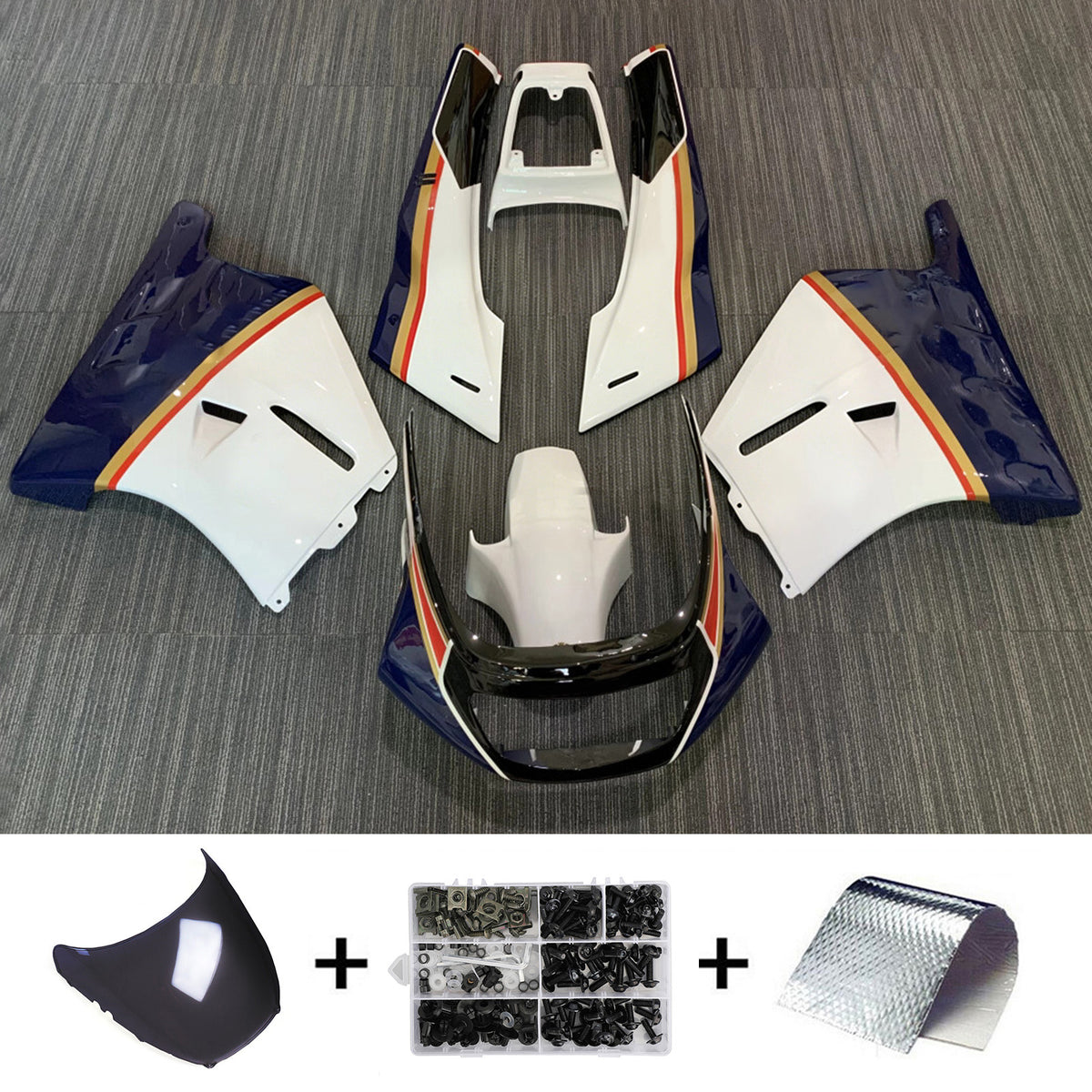 Amotopart 1988-1992 Kit carena Honda VFR400R NC30 Grigio Nero Bianco Blu