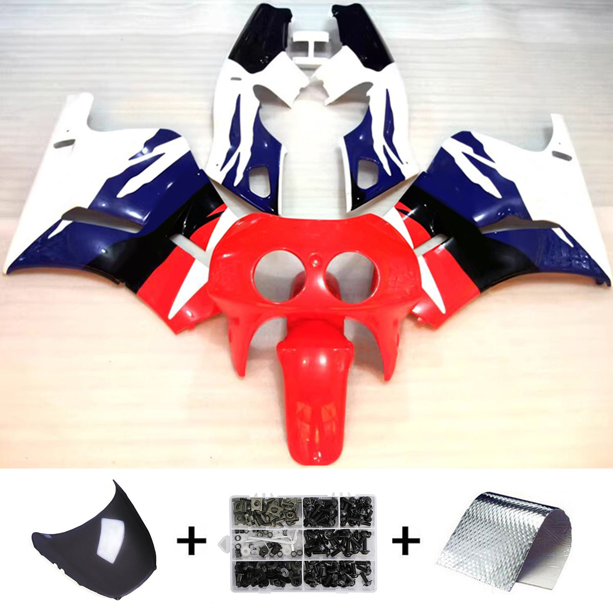 Amotopart 1988-1992 Honda VFR400R NC30 Red Black Blue Fairing Kit