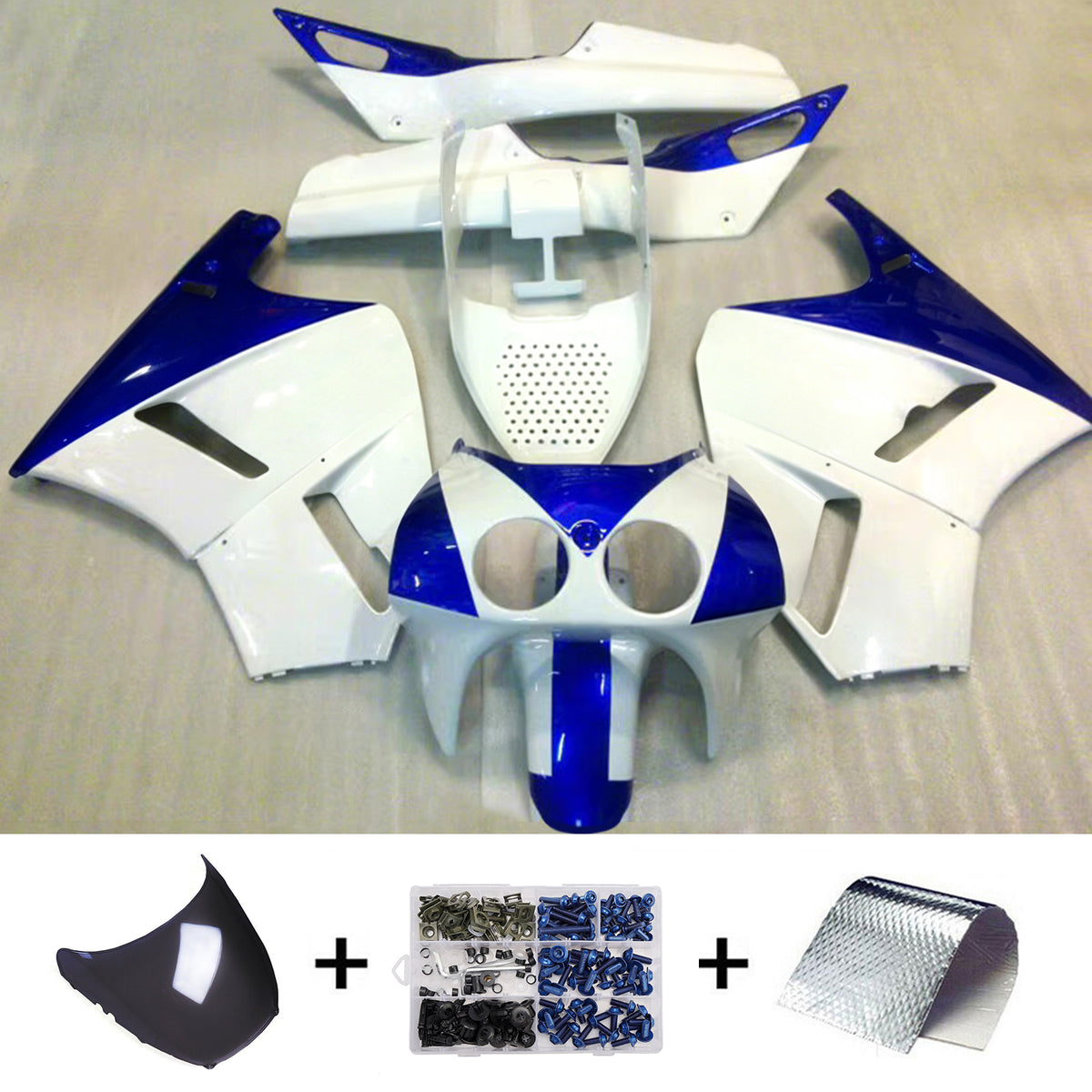 Amotopart 1988-1992 Honda VFR400R NC30 Blue White Fairing Kit