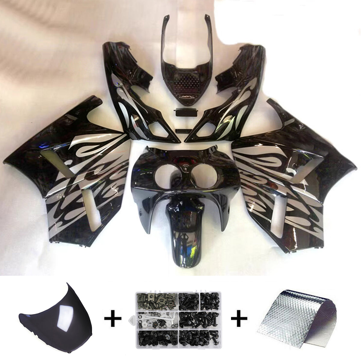 Amotopart 1988-1992 Honda VFR400R NC30 Gold Black Gray Fairing Kit