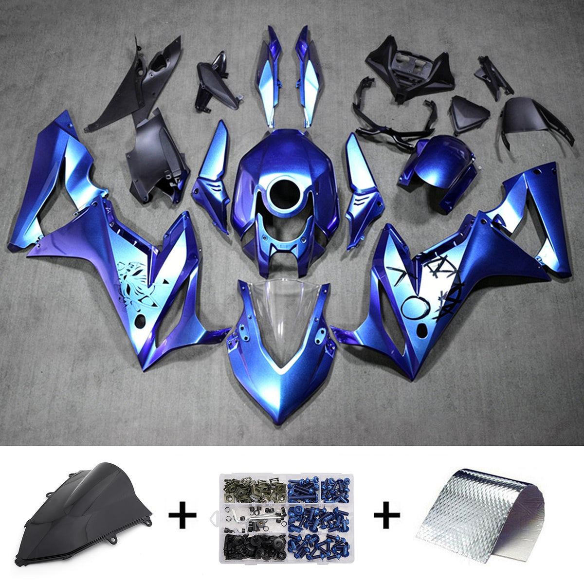 Amotopart 2021-2023 Honda CBR650R Blue Gray Black Fairing Kit