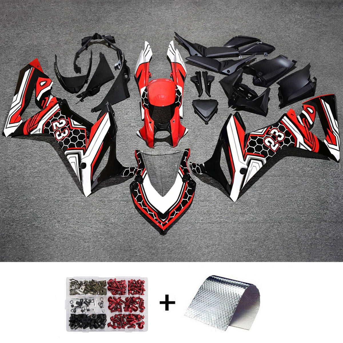 Amotopart 2021-2023 Honda CBR650R Black Red White Fairing Kit
