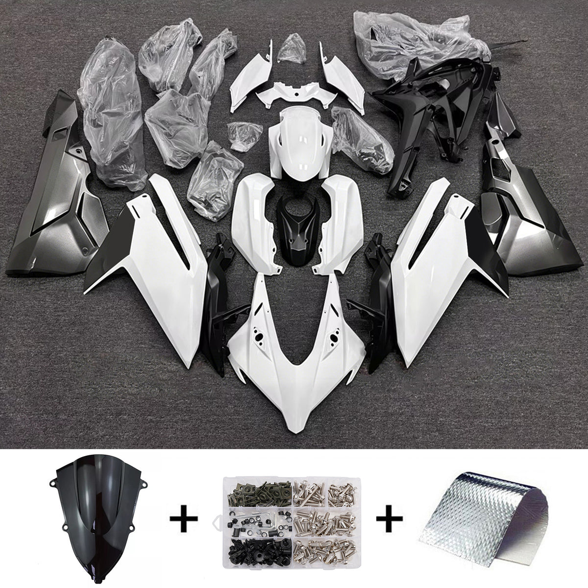 Amotopart 2023-2024 Honda CBR250RR Gray White Black Fairing Kit