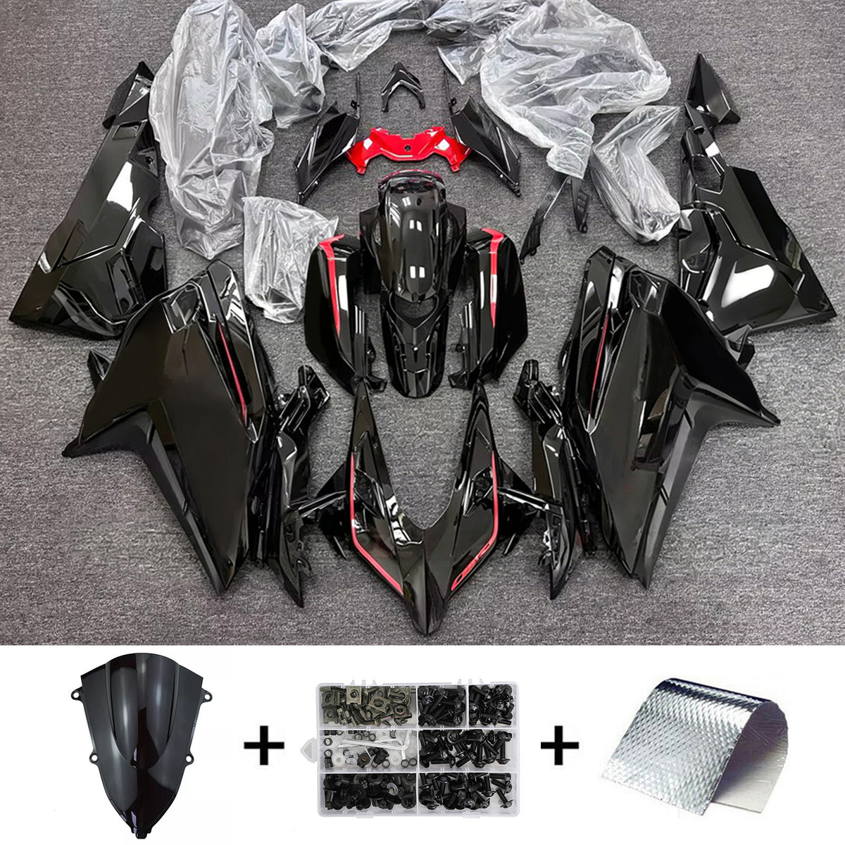 Amotopart 2023–2024 Honda CBR250RR Grau Schwarz Verkleidungsset