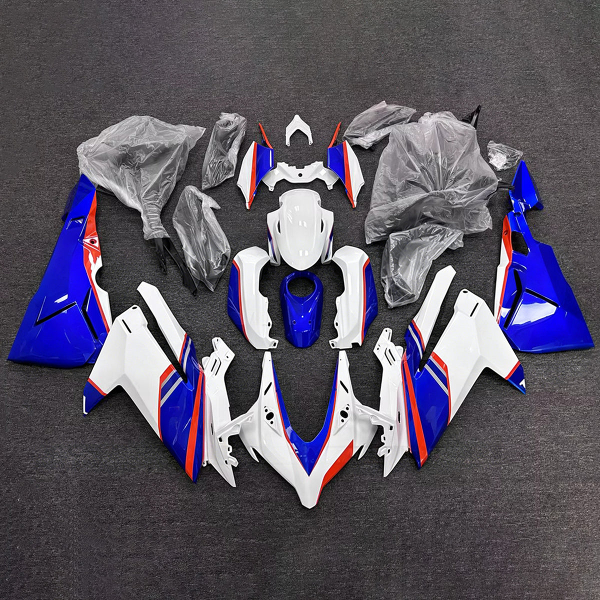Amotopart 2023–2024 Honda CBR250RR Schwarz Weiß Blau Verkleidungsset