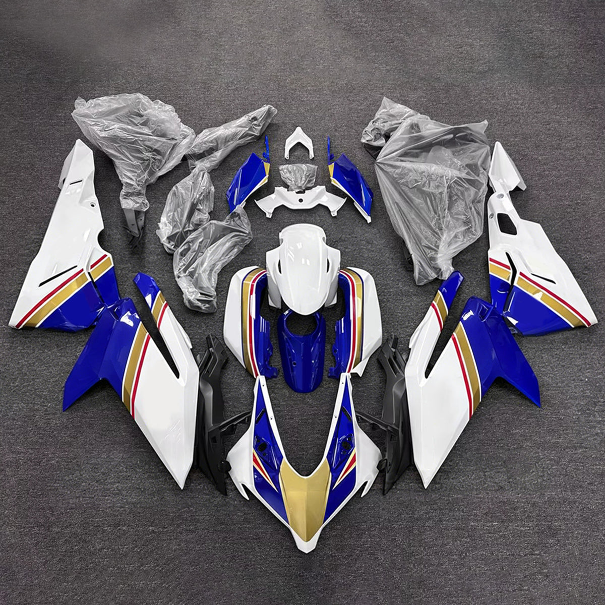 Amotopart 2023–2024 Honda CBR250RR Weiß Blau Schwarz Verkleidungsset