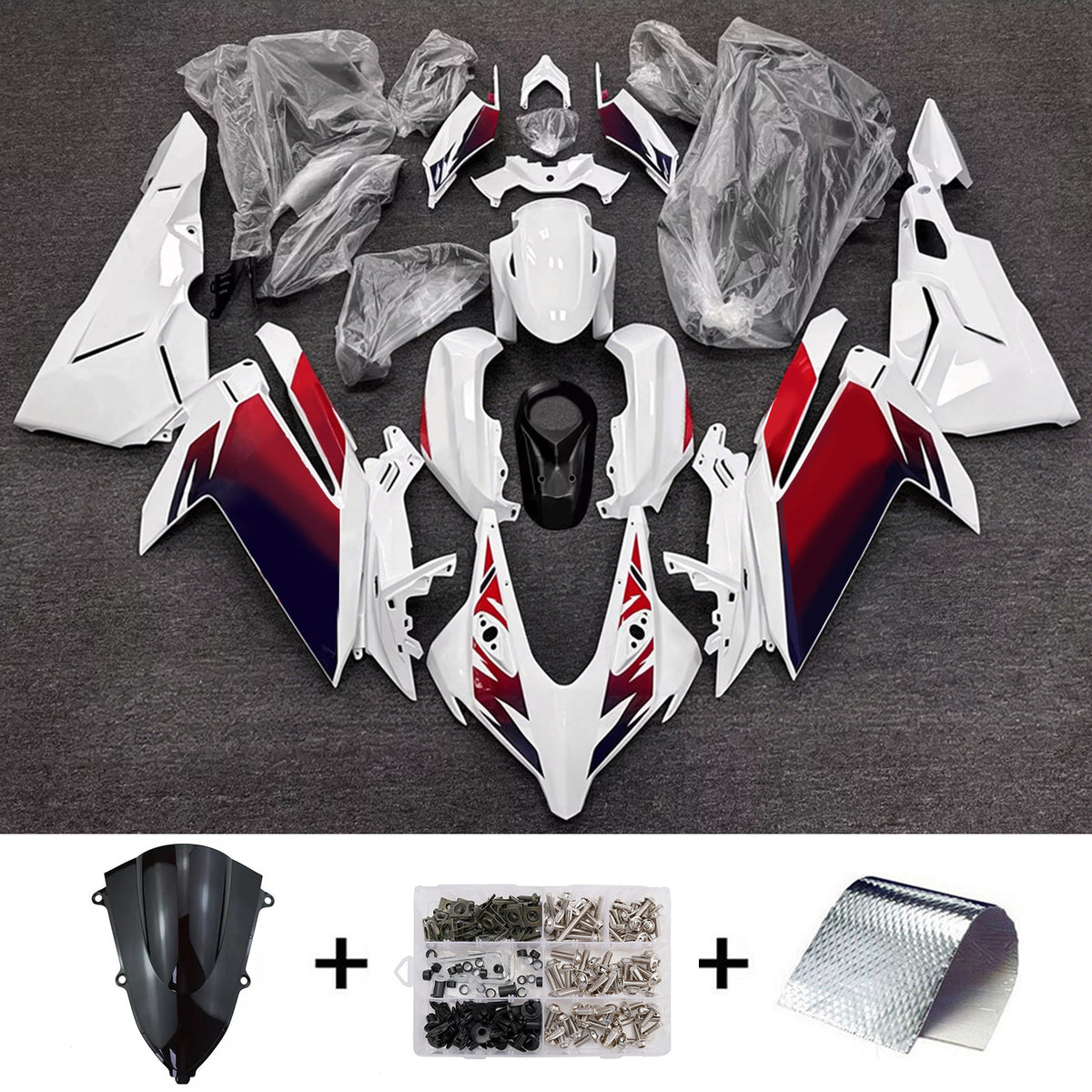 Amotopart 2023-2024 Honda CBR250RR White Black Red Fairing Kit