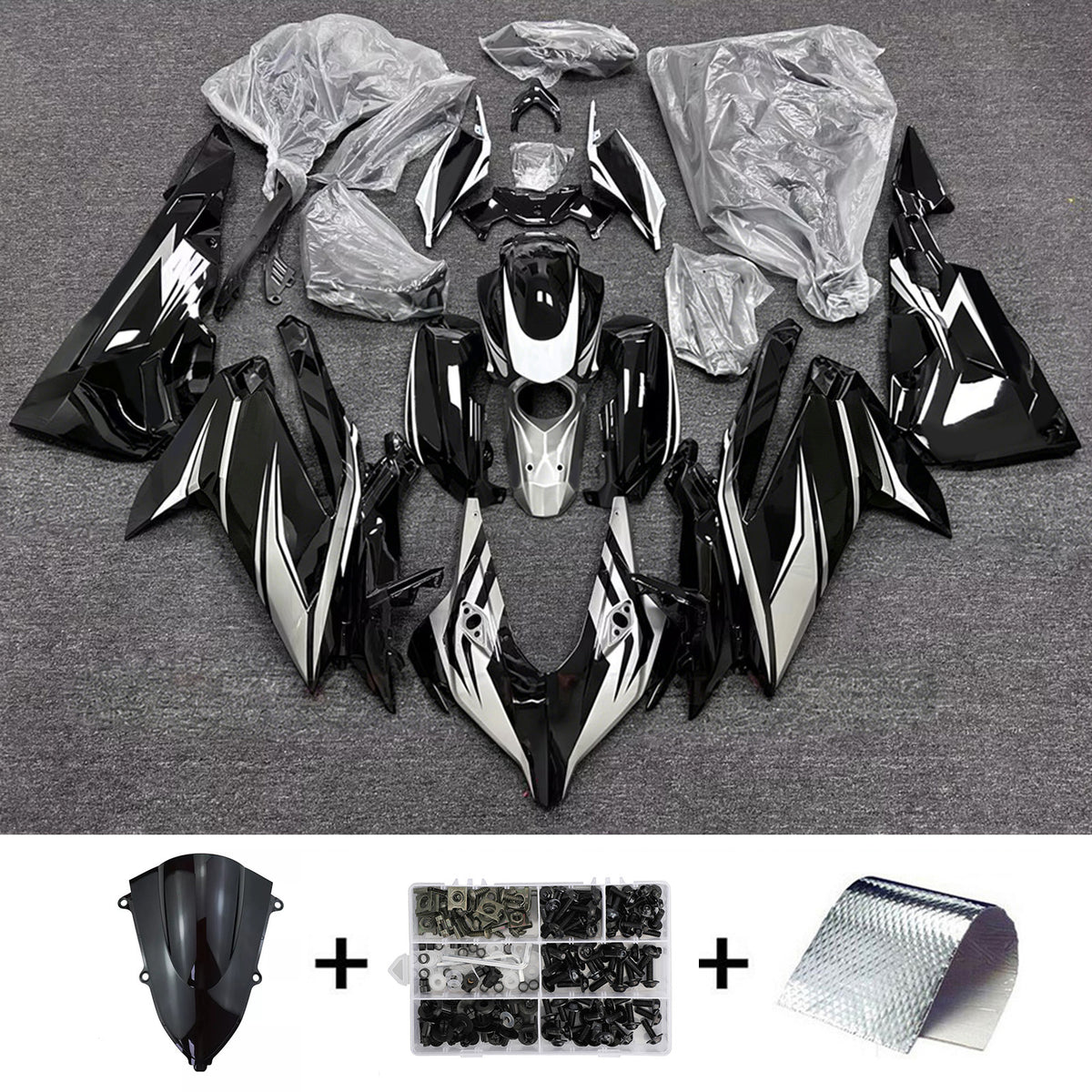 Amotopart 2023-2024 Honda CBR250RR zwartgrijze kuipset