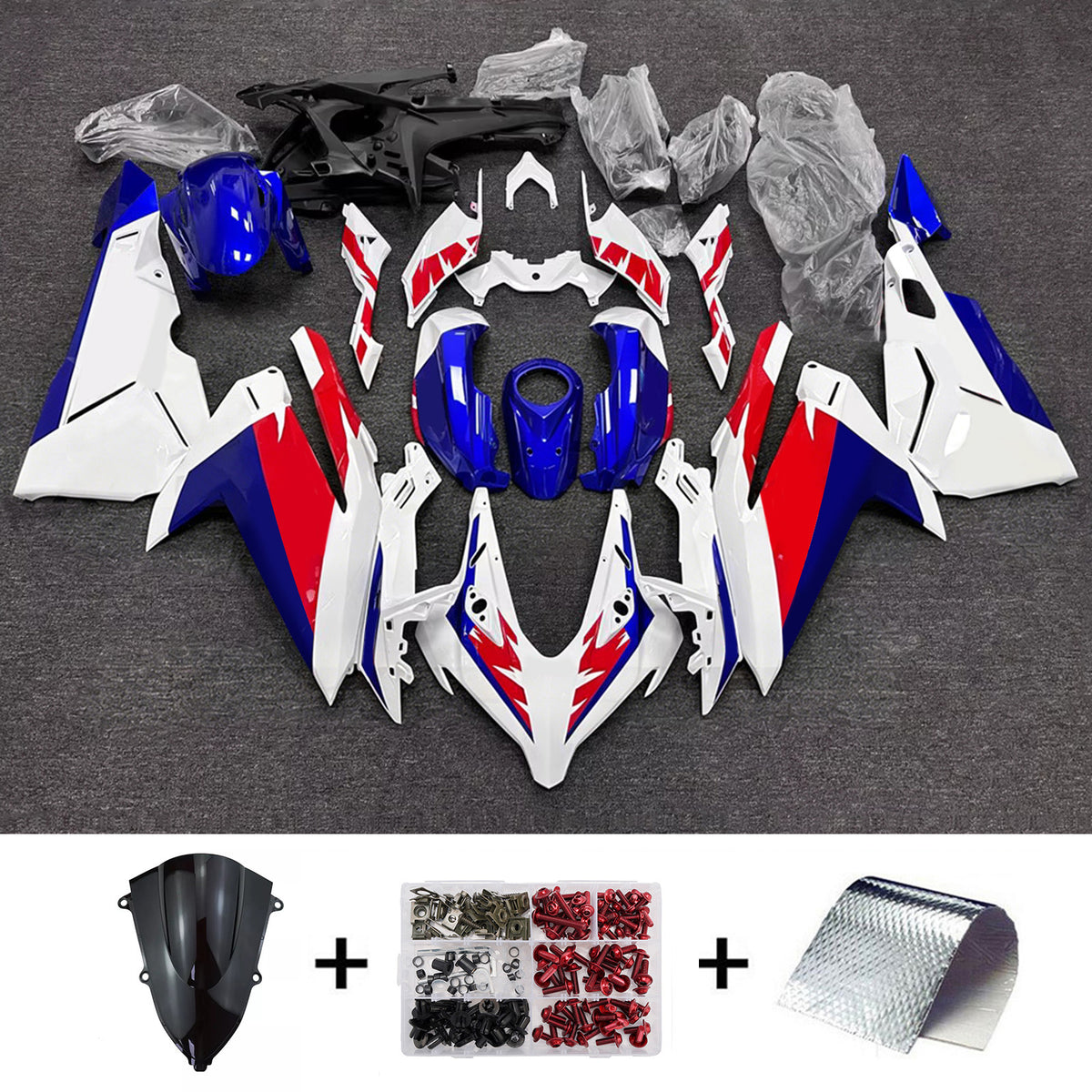 Amotopart 2023–2024 Honda CBR250RR Schwarz Blau Weiß Verkleidungsset
