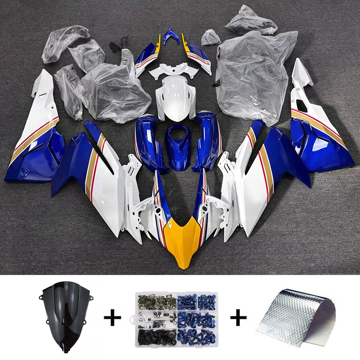 Amotopart 2023-2024 Honda CBR250RR Kit de carenado negro azul blanco