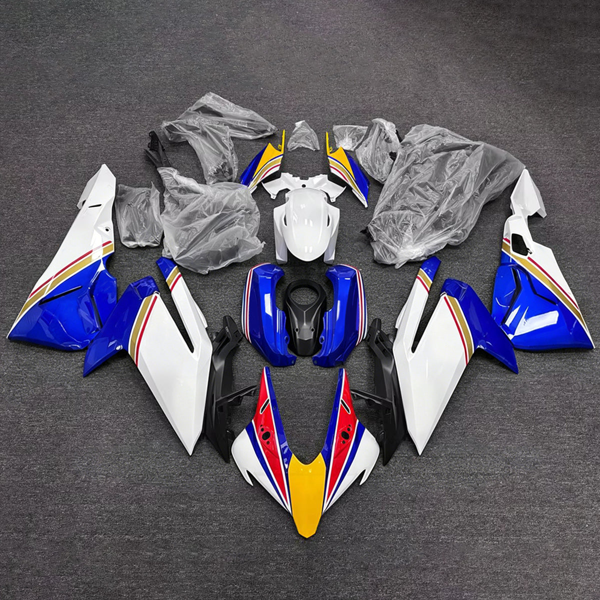 Amotopart 2023-2024 Honda CBR250RR Kit de carenado gris azul blanco negro