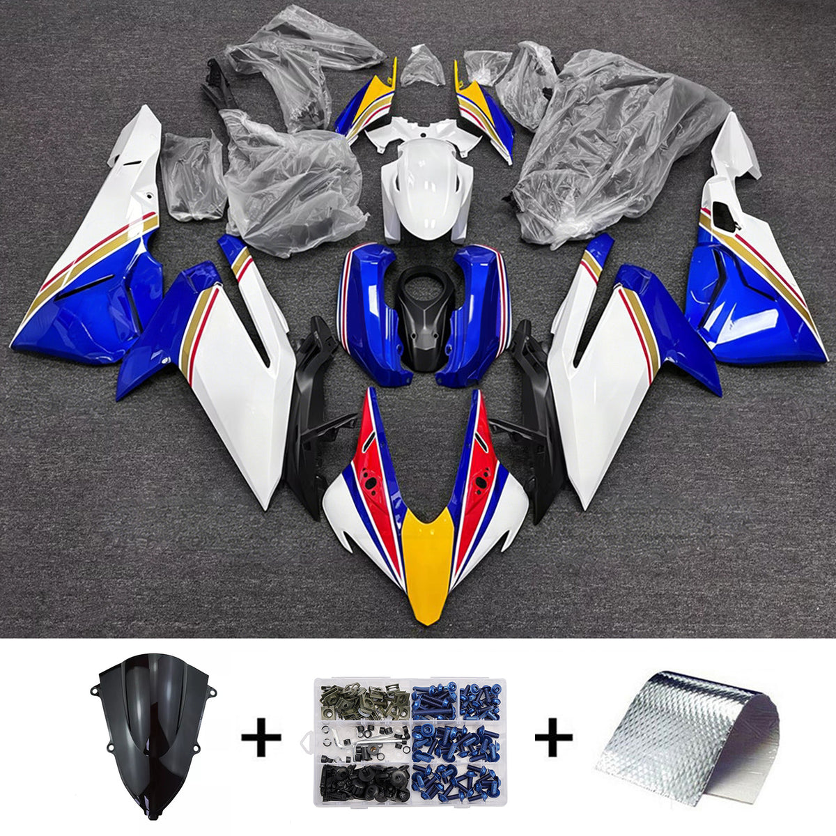 Amotopart 2023-2024 Honda CBR250RR Gray Blue White Black Fairing Kit