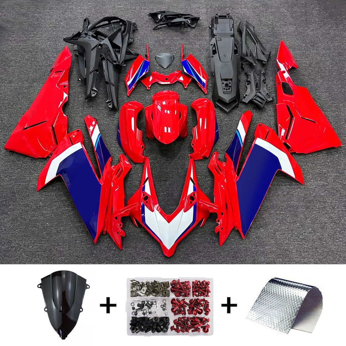 Amotopart 2023-2024 Honda CBR250RR Kit de carenado rojo negro gris