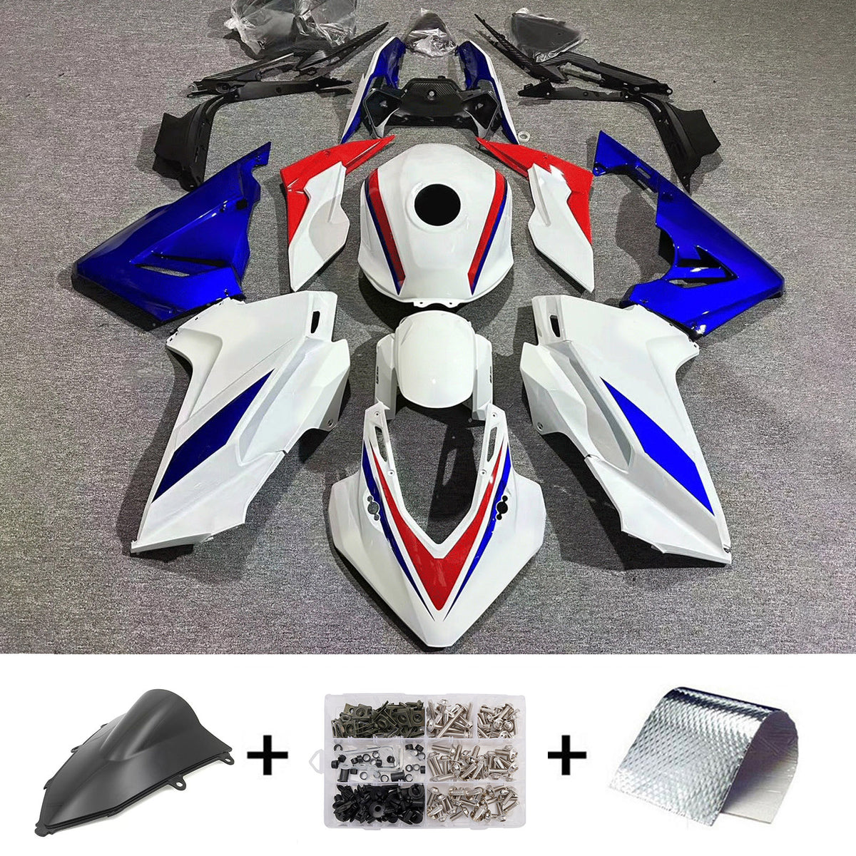 Amotopart 2024-2026 Honda CBR400R CBR500R Bílá Černá Modrá Sada kapotáže
