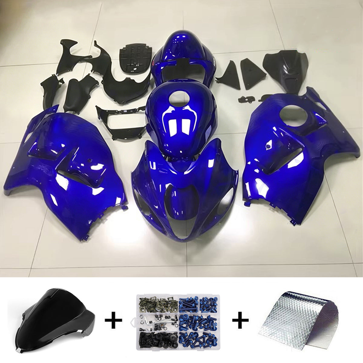 Amotopart 1999-2007 Suzuki Hayabusa GSX1300R Blue Black Fairing Kit