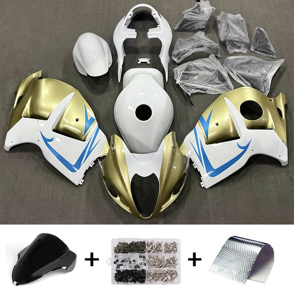 Amotopart 1999-2007 Suzuki Hayabusa GSX1300R White Yellow Black Fairing Kit