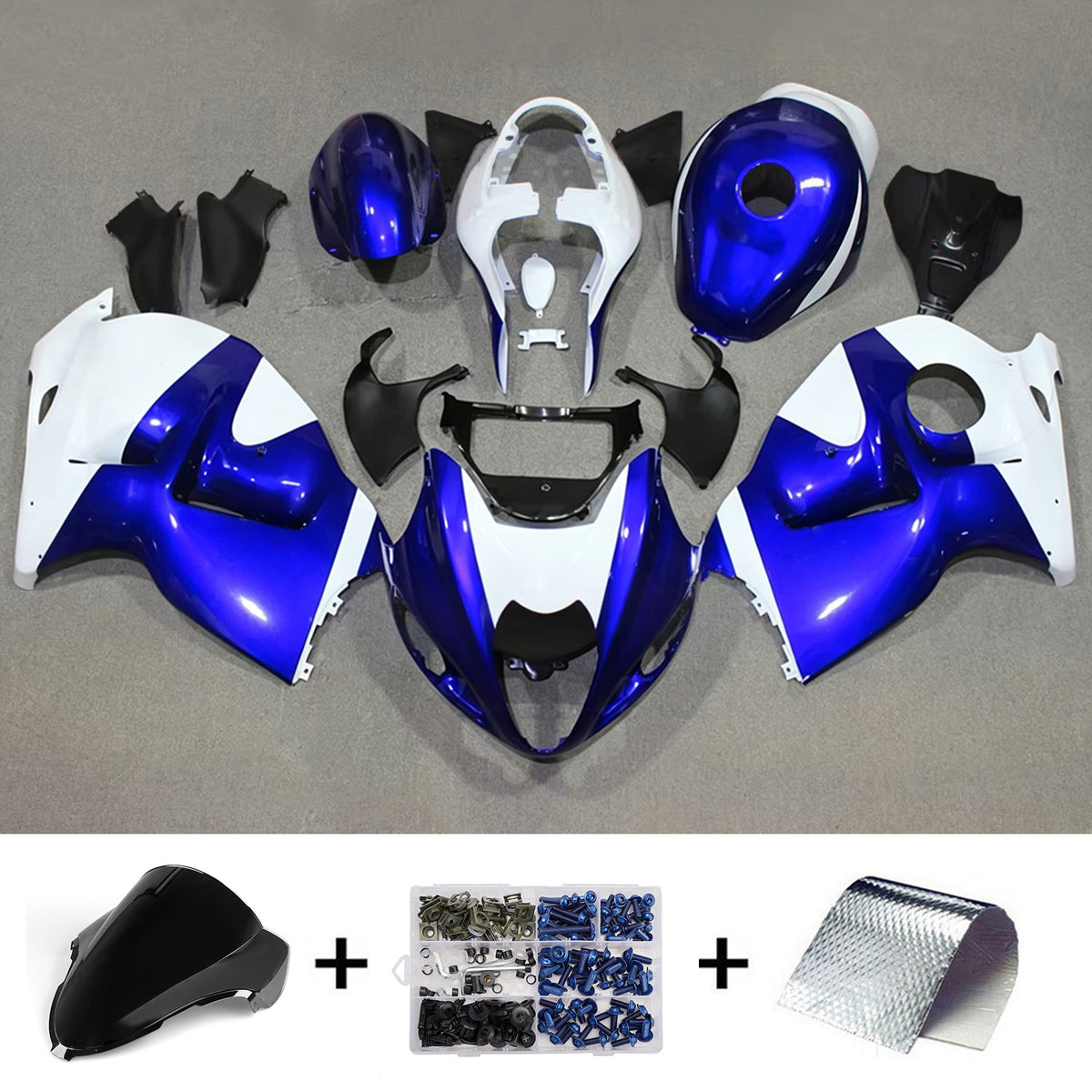 Amotopart 1999-2007 Suzuki Hayabusa GSX1300R Blue White Gray Black Fairing Kit