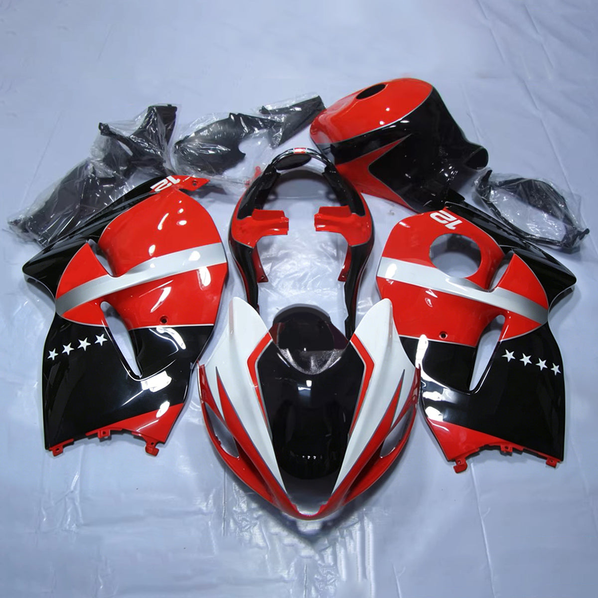 Amotopart 1999-2007 Suzuki Hayabusa GSX1300R Kit de carénage bleu rouge noir