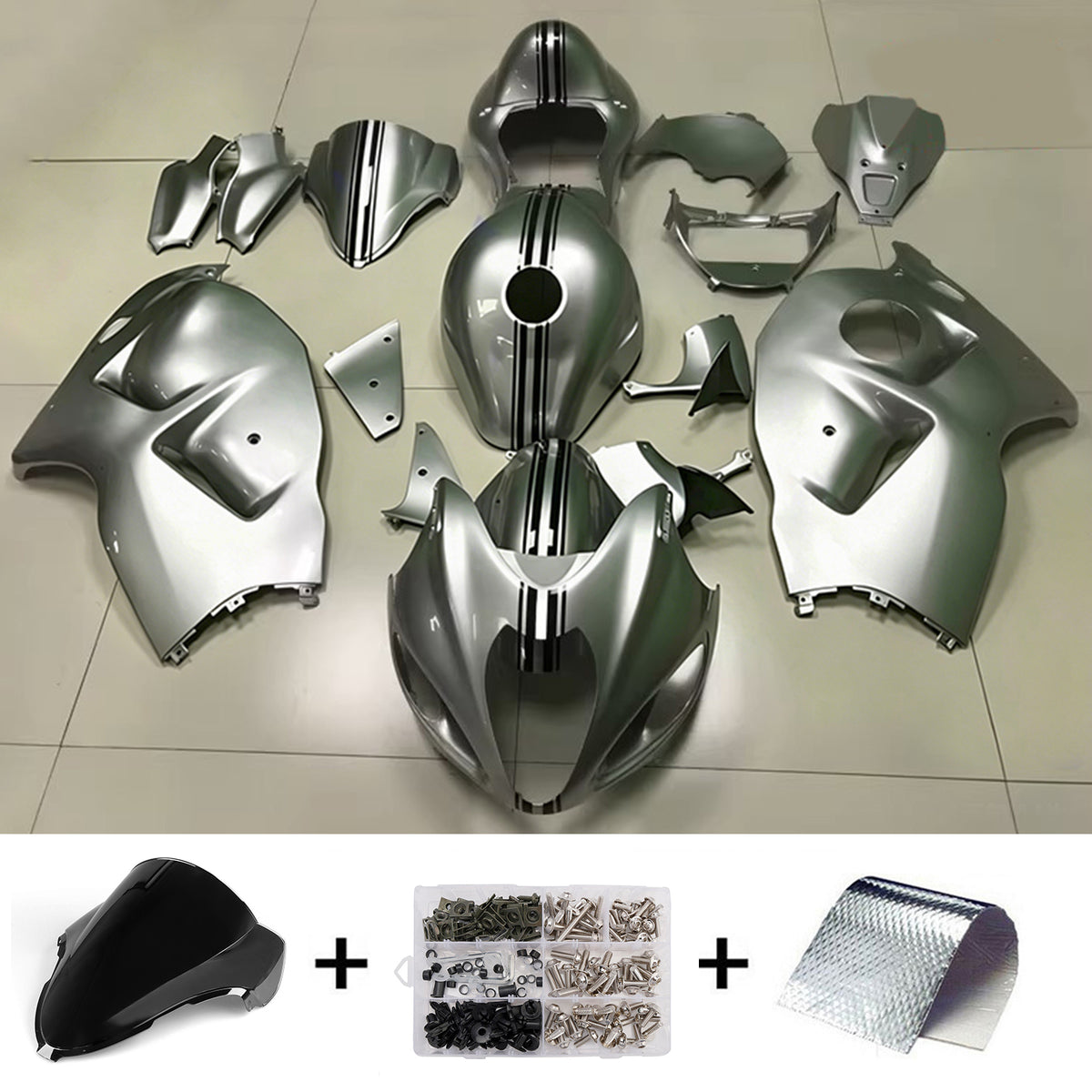 Amotopart 1999-2007 Suzuki Hayabusa GSX1300R Green Gray White Black Fairing Kit