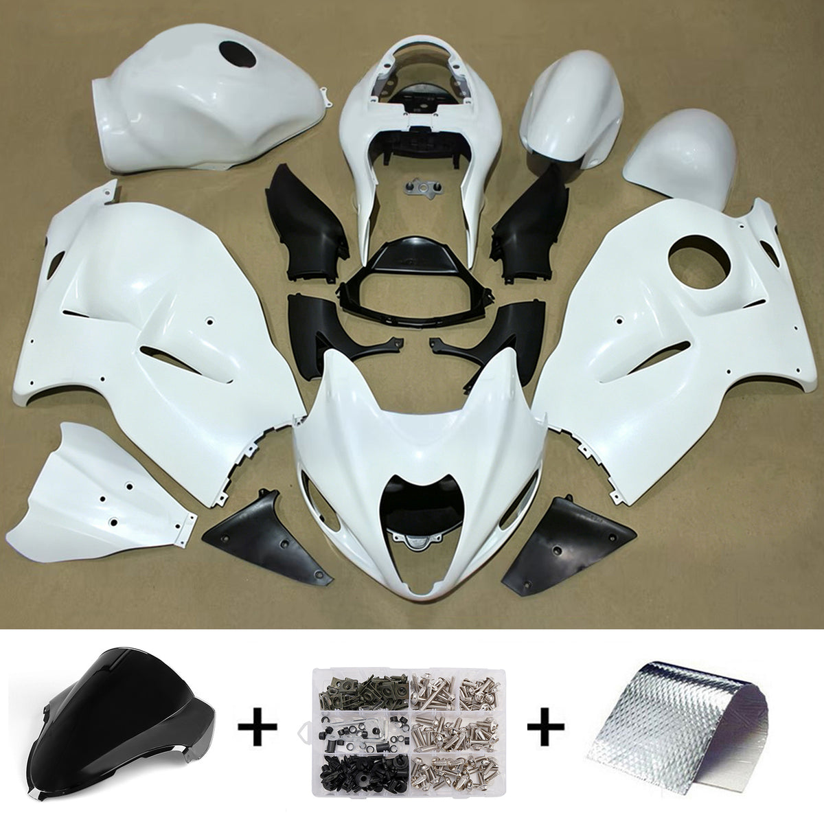 Amotopart 1999-2007 Suzuki Hayabusa GSX1300R Gray Gold White Black Fairing Kit