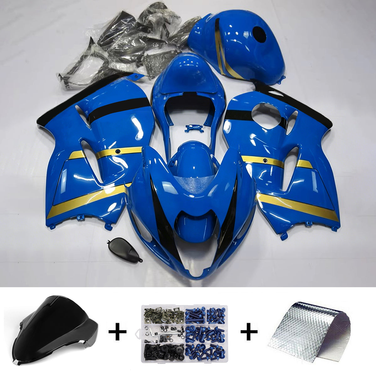 Amotopart 1999-2007 Suzuki Hayabusa GSX1300R blauw zwart grijs kuipset