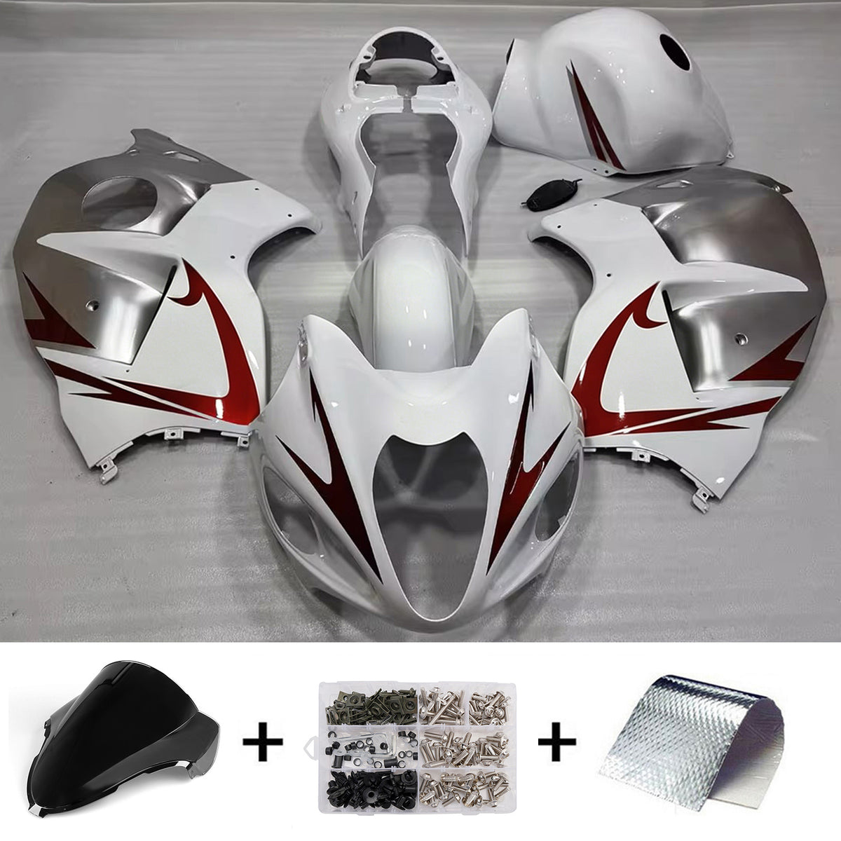 Amotopart 1999-2007 Suzuki Hayabusa GSX1300R Black Red Gray Fairing Kit