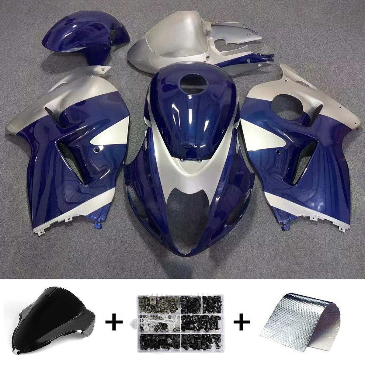 Amotopart 1999-2007 Suzuki Hayabusa GSX1300R Black Blue Gray Fairing Kit