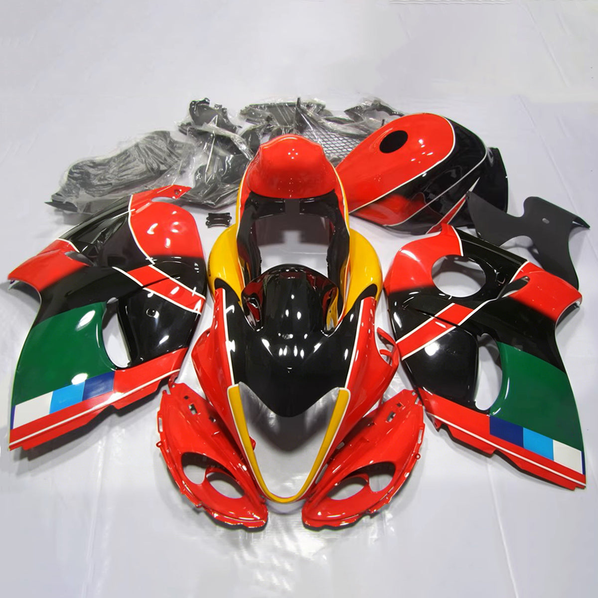 Amotopart 2008-2020 Suzuki Hayabusa GSX1300R Kit de carénage noir gris vert rouge