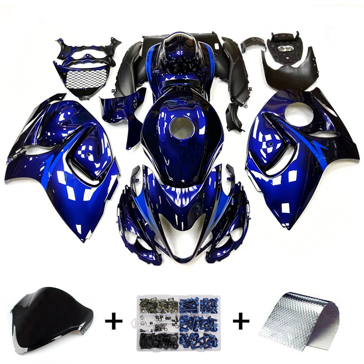 Amotopart 2008-2020 Suzuki Hayabusa GSX1300R Black Blue White Fairing Kit