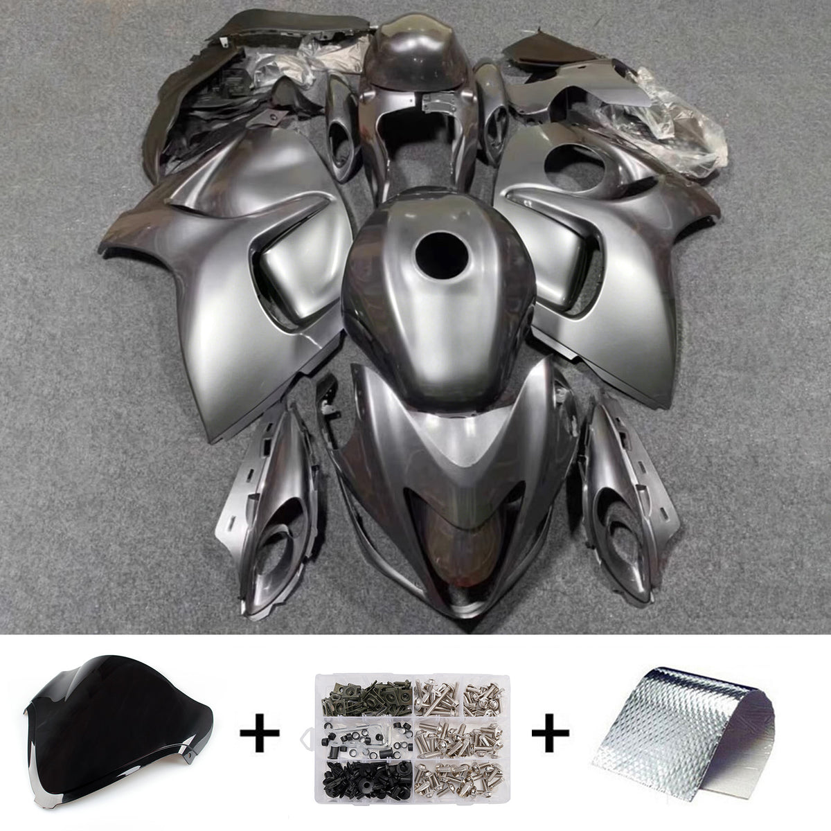 Amotopart 2008-2020 Suzuki Hayabusa GSX1300R Gray Black Fairing Kit