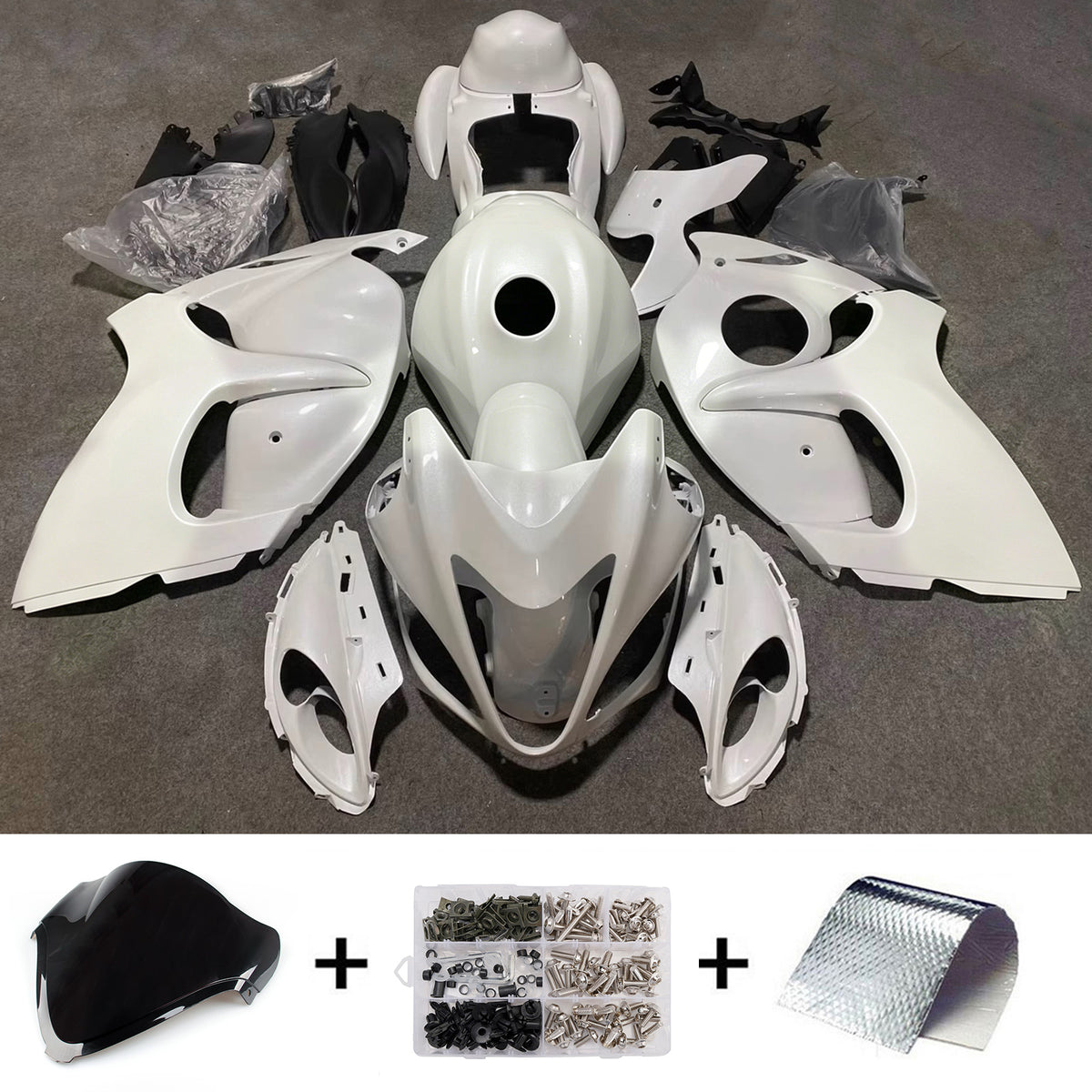 Amotopart 2008–2020 Suzuki Hayabusa GSX1300R Grau Schwarz Verkleidungsset