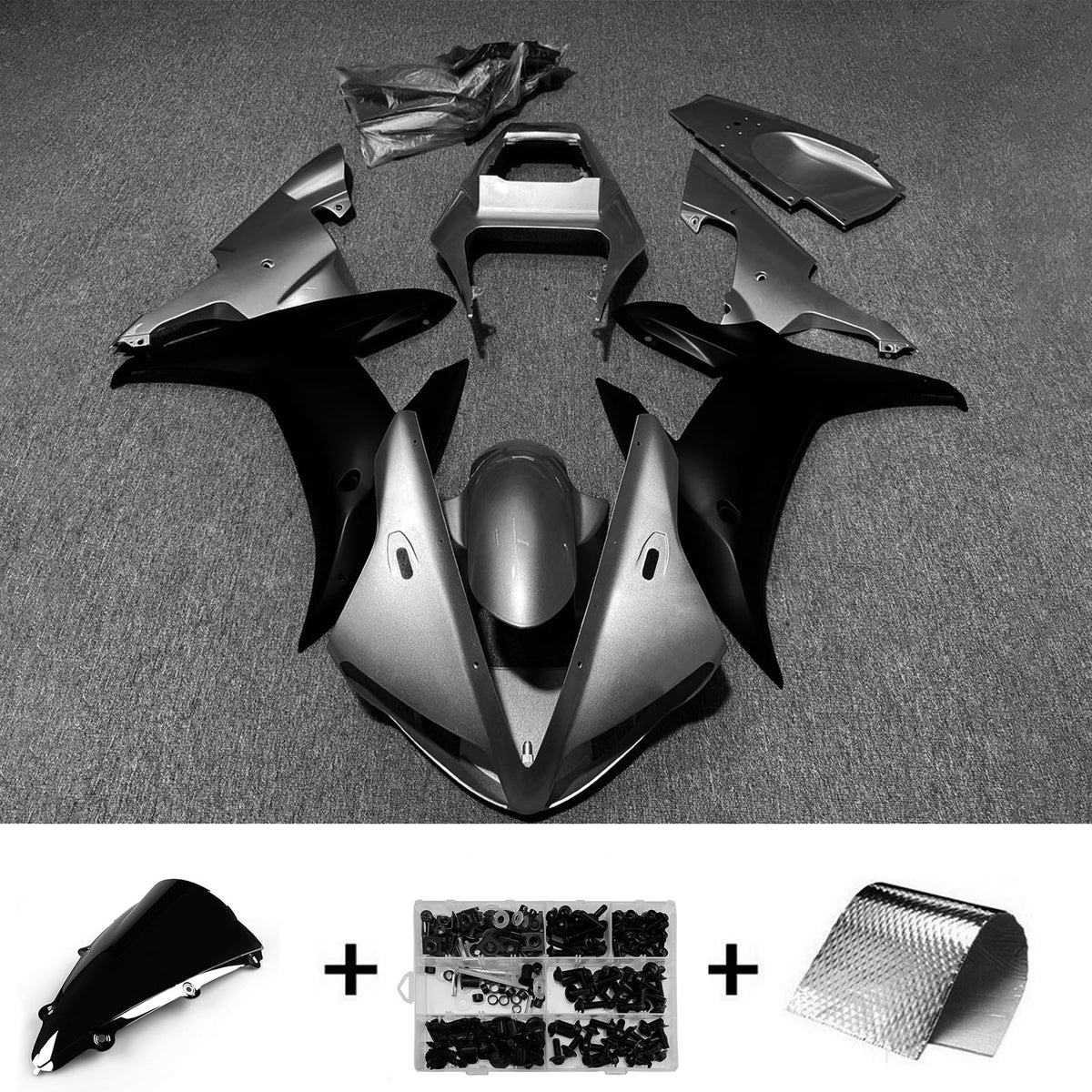 Amotopart 2004-2006 Yamaha YZF-R1 Grey Black Fairing Kit