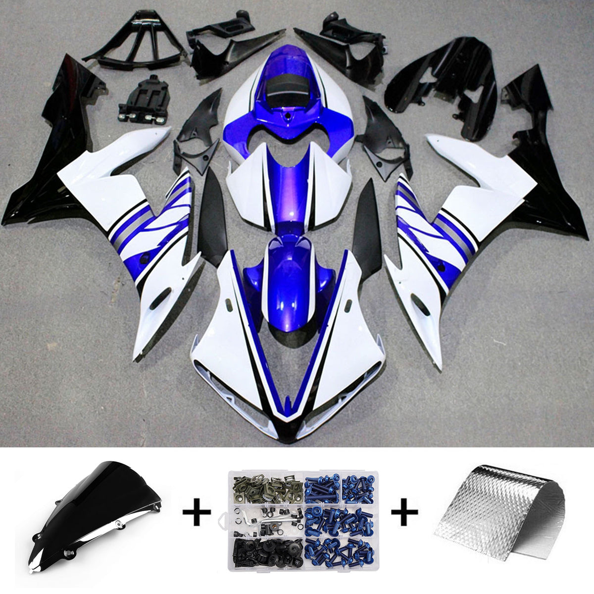 Amotopart 2004–2006 Yamaha YZF-R1 Grau Blau Schwarz Verkleidungsset