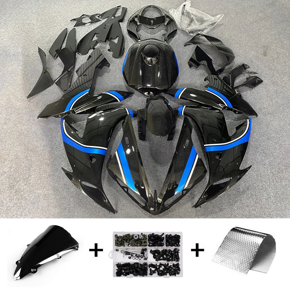 Amotopart 2004-2006 Yamaha YZF-R1 Gray Black Fairing Kit