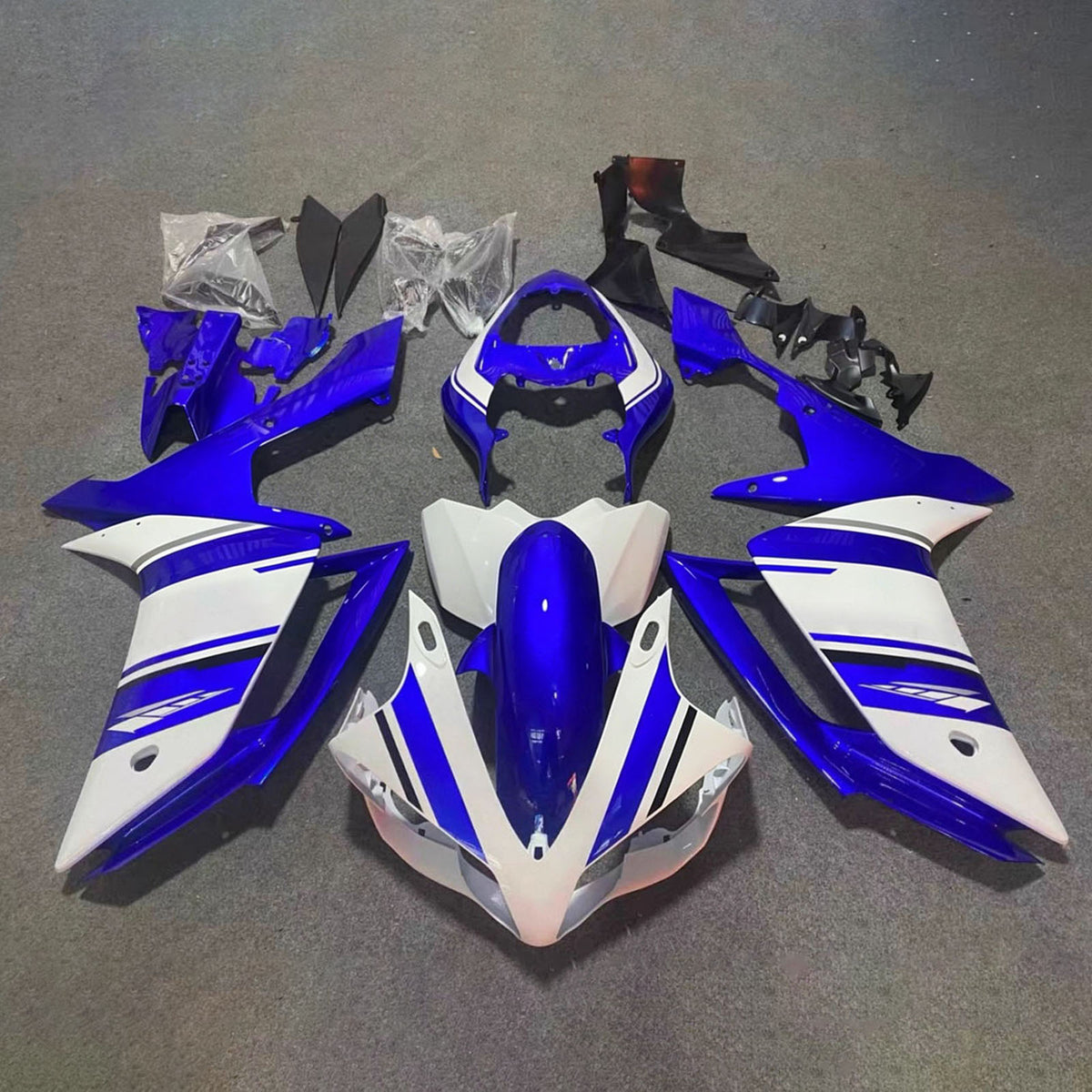 Amotopart 2007-2008 Yamaha YZF-R1 Blå Grå Svart Fairing Kit
