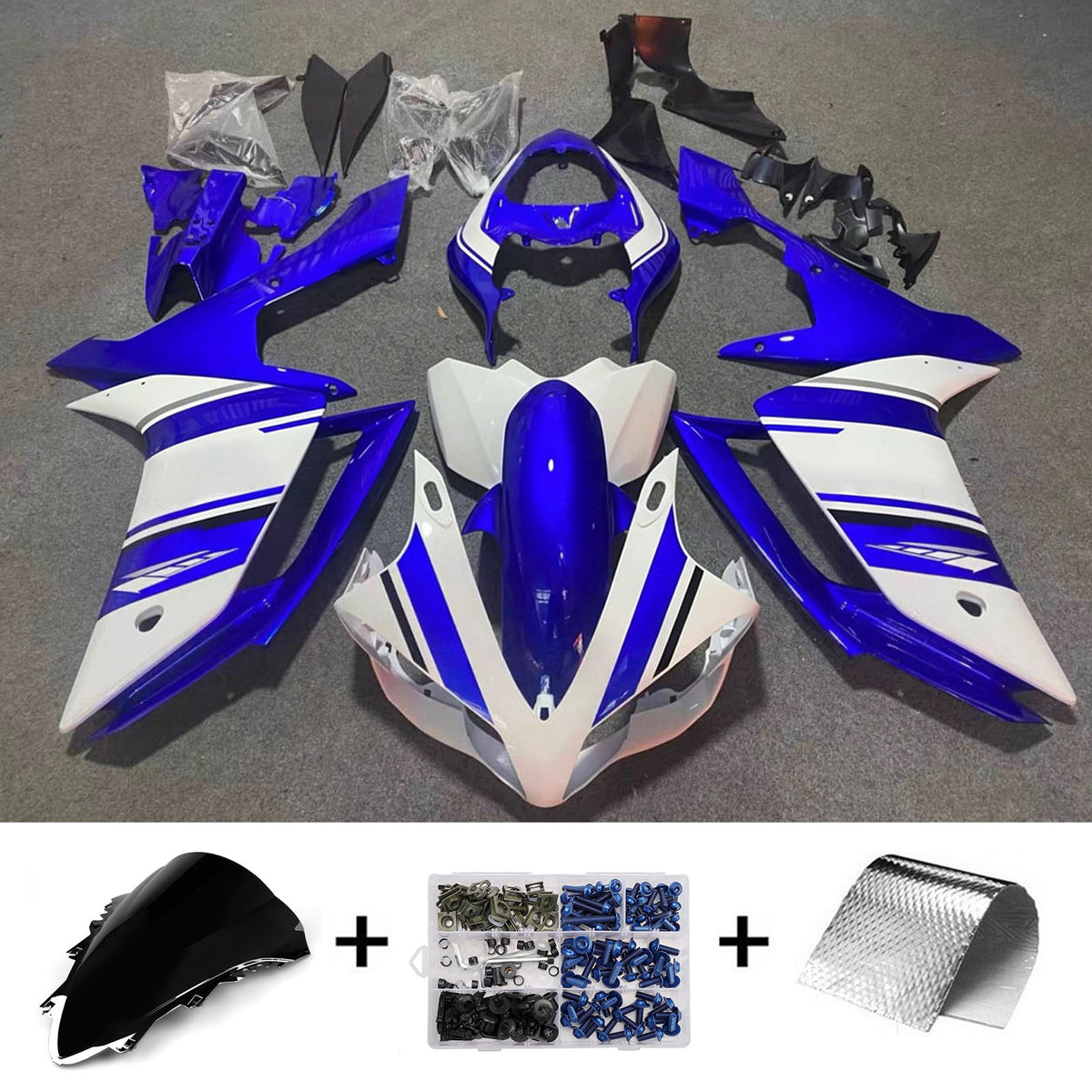 Kit carena Amotopart 2007-2008 Yamaha YZF-R1 blu grigio nero