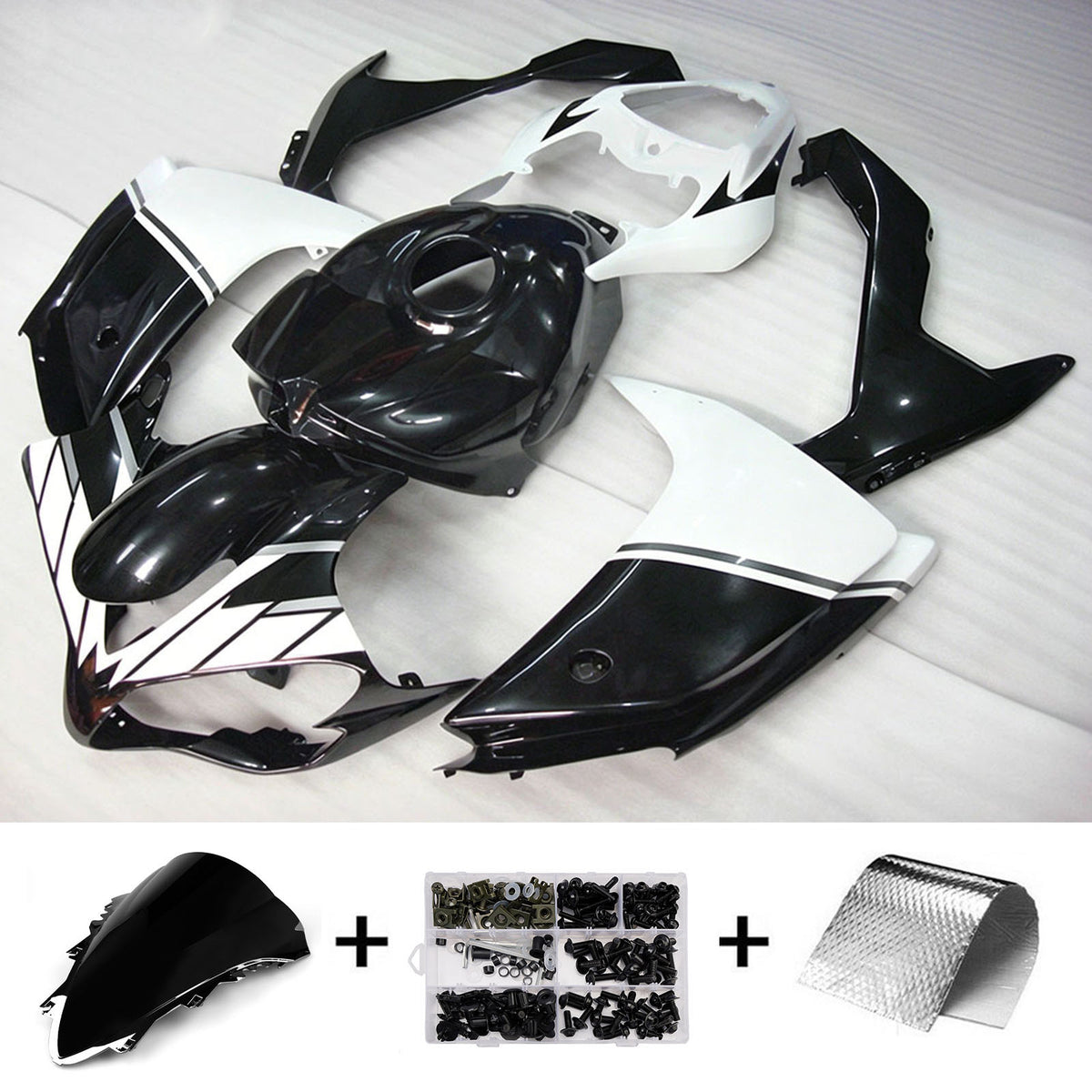 Amotopart 2007-2008 Yamaha YZF-R1 Kit de carénage noir gris