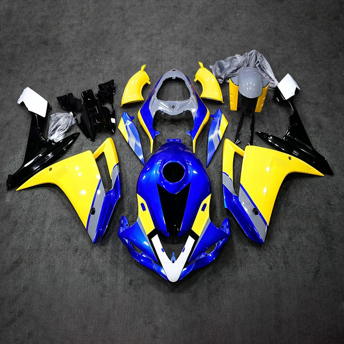 Amotopart 2007-2008 Yamaha YZF-R1 Black Gray Fairing Kit
