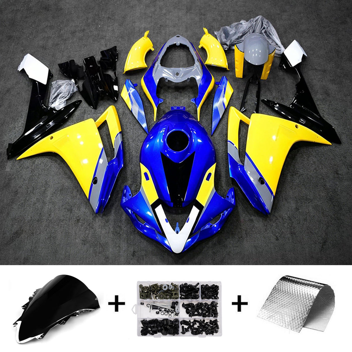 Amotopart 2007-2008 Yamaha YZF-R1 Black Gray Fairing Kit