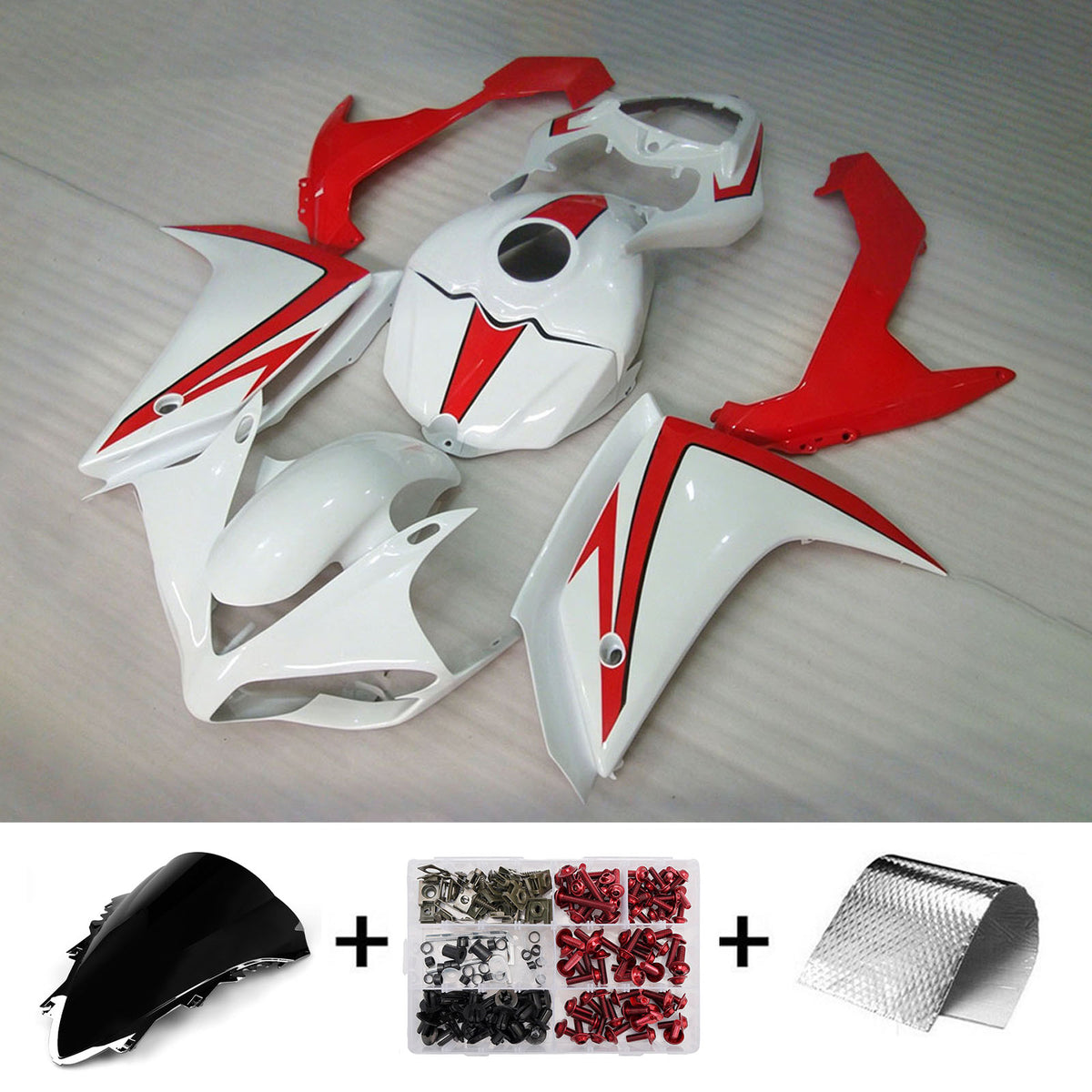 Amotopart 2007–2008 Yamaha YZF-R1 Grau Rot Schwarz Verkleidungsset