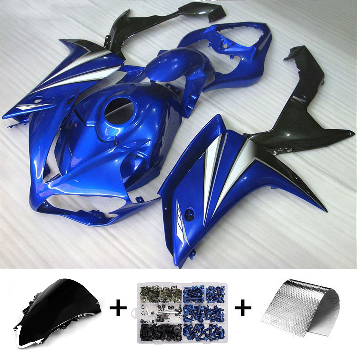 Amotopart 2007-2008 Yamaha YZF-R1 zwart grijs blauwe kuipset