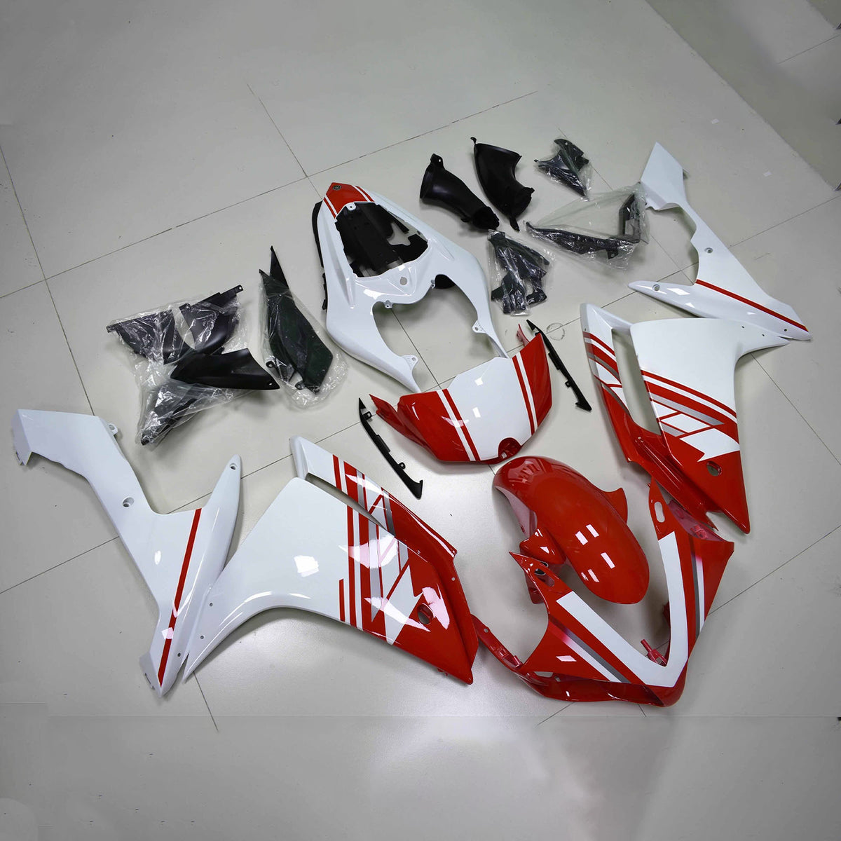 Amotopart 2007–2008 Yamaha YZF-R1 Rot Schwarz Grau Verkleidungsset
