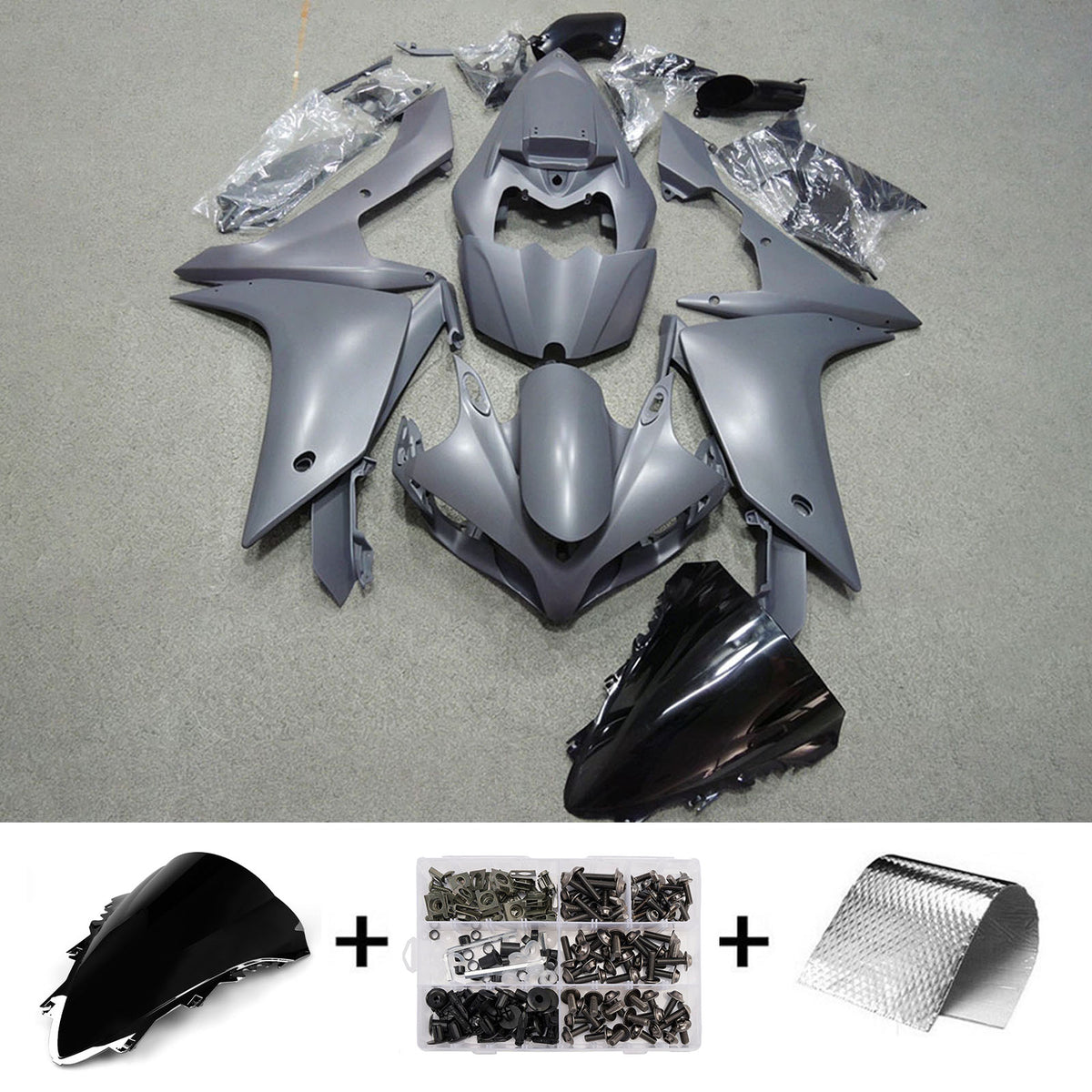 Amotopart 2007-2008 Yamaha YZF-R1 Black Grey Fairing Kit