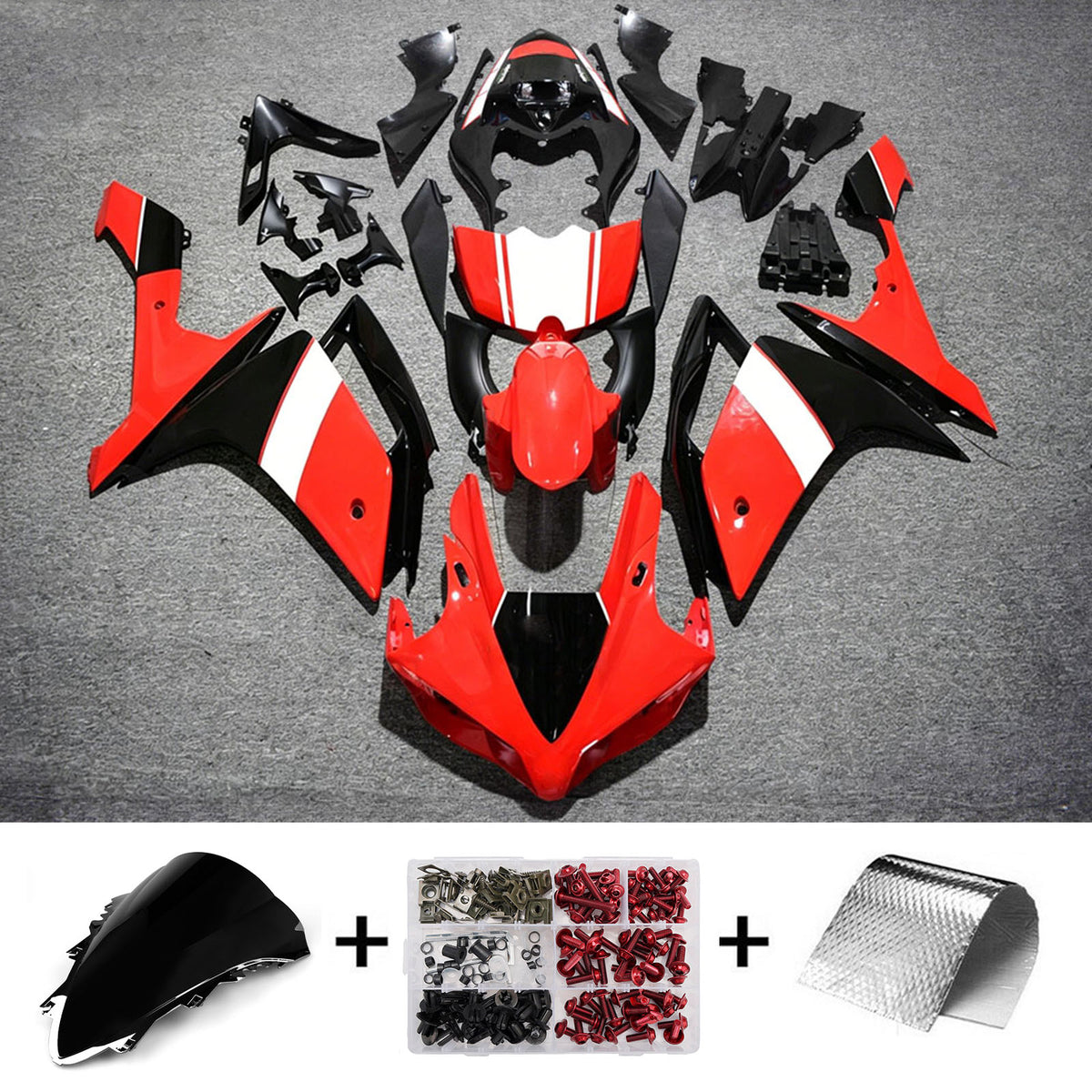 Amotopart 2007-2008 Yamaha YZF-R1 Kit de carénage gris noir rouge