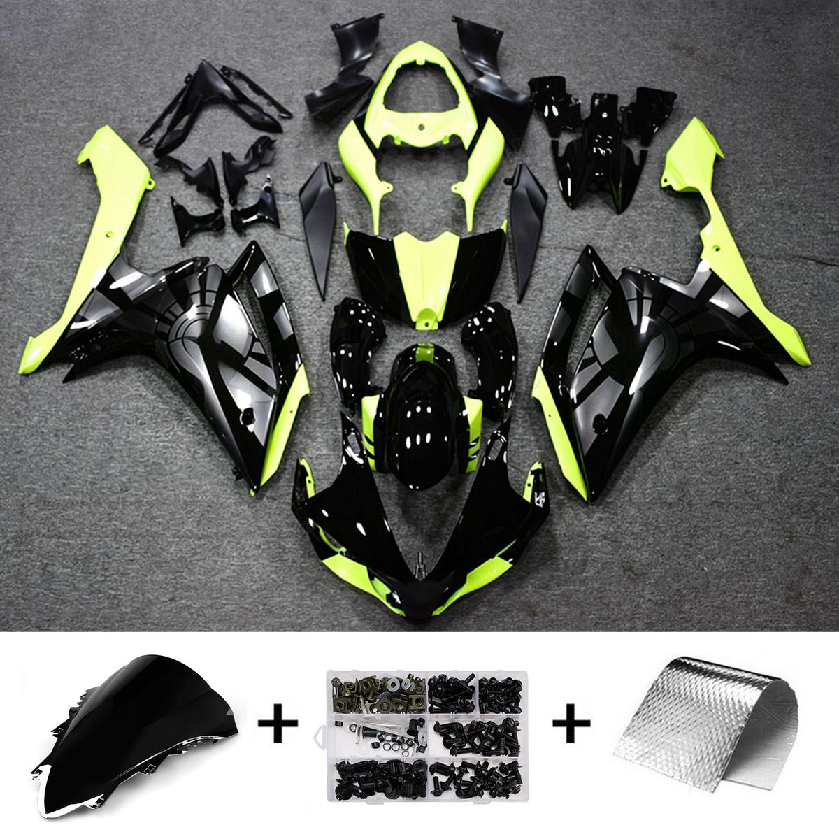 Amotopart 2007-2008 Yamaha YZF-R1 zwartgrijze kuipset