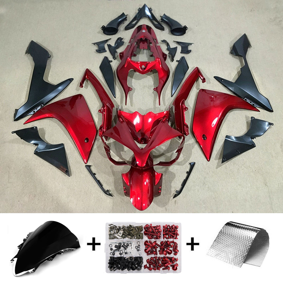 Amotopart 2007-2008 Yamaha YZF-R1 Black Gray Red Fairing Kit