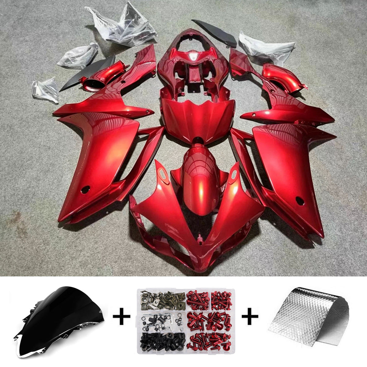 Amotopart 2007-2008 Yamaha YZF-R1 Red Black Gray Fairing Kit